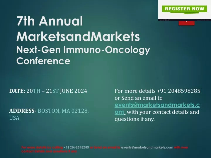 7th annual marketsandmarkets next gen immuno oncology conference