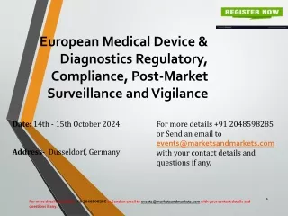 Medical Device & Diagnostics Regulatory, Compliance, Post-Market Surveillance