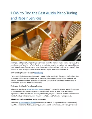 HOW to Find the Best Austin Piano Tuning and Repair Services