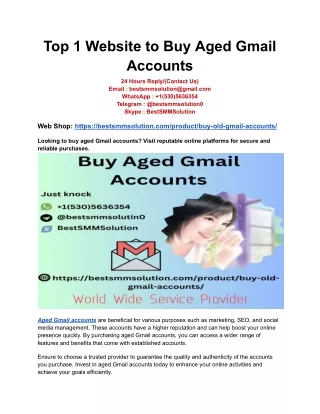 Top 1 Website to Buy Aged Gmail Accounts
