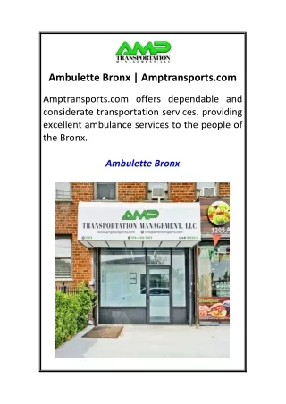 Ambulette Bronx  Amptransports.com