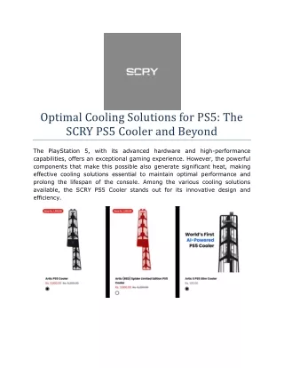 Optimal Cooling Solutions for PS5- The SCRY PS5 Cooler and Beyond