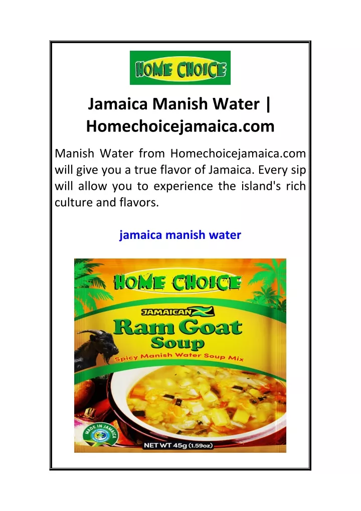 jamaica manish water homechoicejamaica com