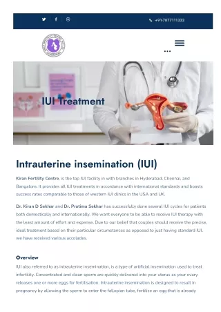Best IUI Treatment Centre in India | Kiran Infertility Centre