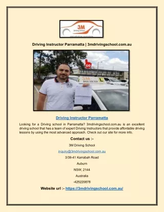 Driving Instructor Parramatta | 3mdrivingschool.com.au