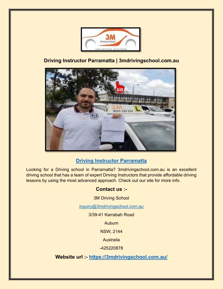 driving instructor parramatta 3mdrivingschool