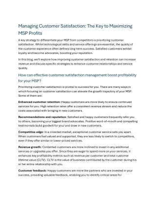 managing customer satisfaction