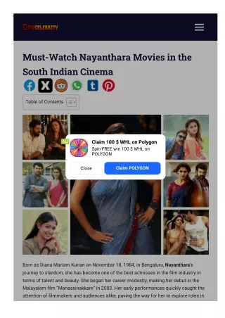 Must-Watch Nayanthara Movies in the South Indian Cinema