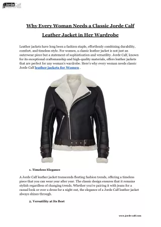 Why Every Woman Needs a Classic Jorde Calf Leather Jacket in Her Wardrobe