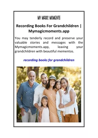 Recording Books For Grandchildren  Mymagicmoments.app