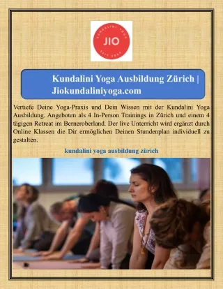Kundalini Yoga Ausbildung Zürich Jiokundaliniyoga.com