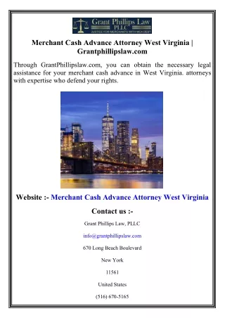 Merchant Cash Advance Attorney West Virginia   Grantphillipslaw.com