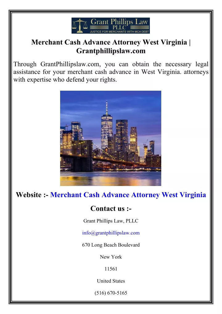 merchant cash advance attorney west virginia