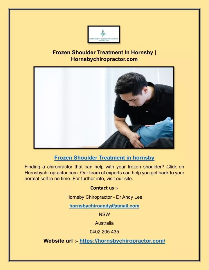 frozen shoulder treatment in hornsby