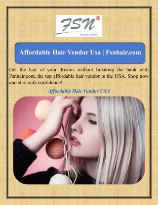 Affordable Hair Vendor Usa Fsnhair.com