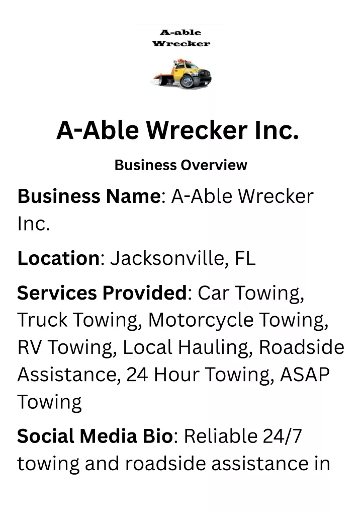 a able wrecker inc