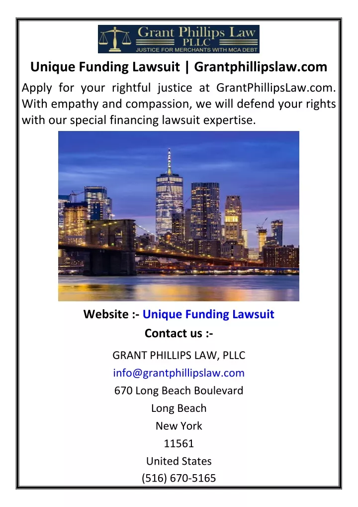 unique funding lawsuit grantphillipslaw com