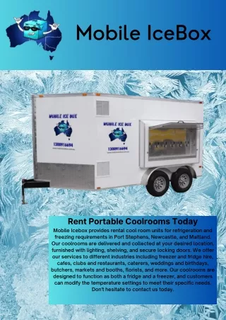 Your Mobile Cooling Partner | Portable Coolroom Hire Services | Mobile IceBox