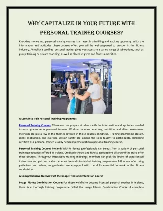 Why Capitalize in Your Future with Personal Trainer Courses