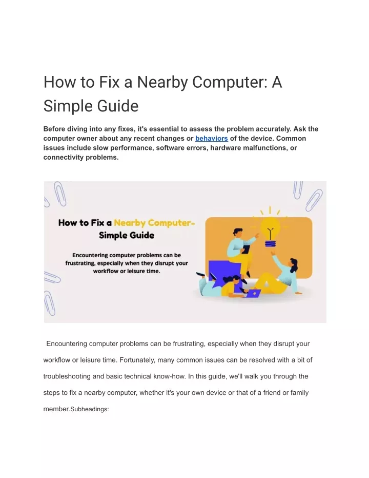 how to fix a nearby computer a simple guide