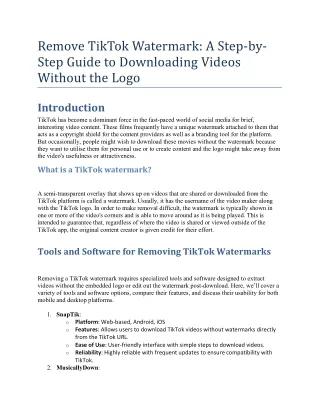 Remove TikTok Watermark: A Step-by-Step Guide to Downloading Videos