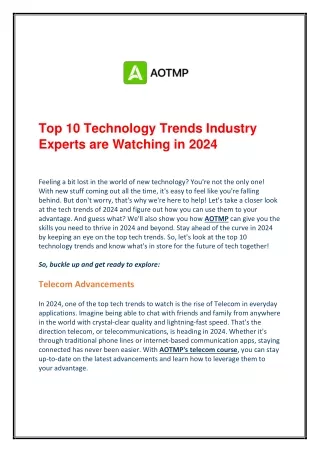 Top 10 Technology Trends Industry Experts Are Watching in 2024