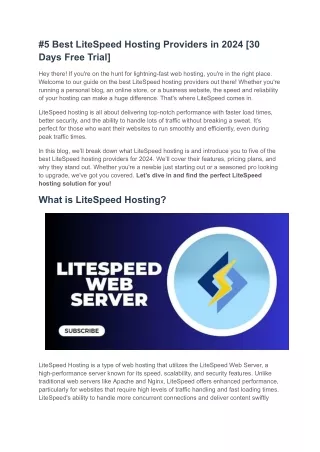 Best LiteSpeed Hosting Providers in 2024 [30 Days Free Trial]