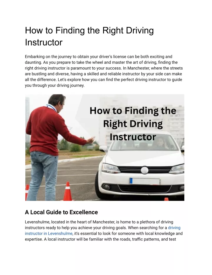 how to finding the right driving instructor