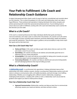 Your Path to Fulfillment_ Life Coach and Relationship Coach Guidance