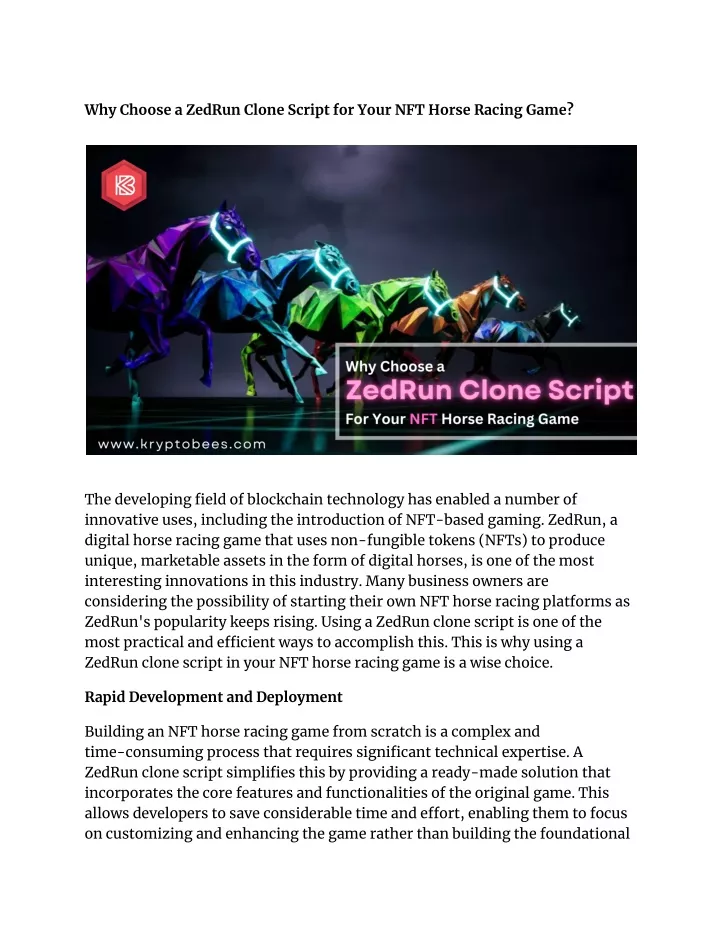 why choose a zedrun clone script for your