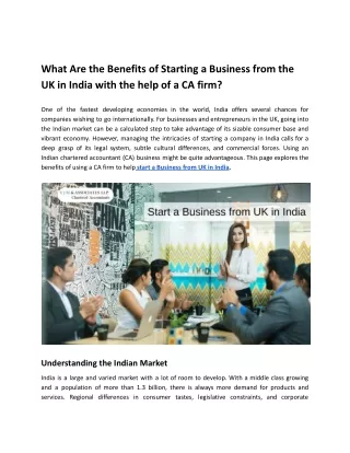 What Are the Benefits of Starting a Business from the UK in India with the help