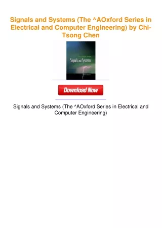 Signals and Systems (The ^AOxford Series in Electrical and Computer