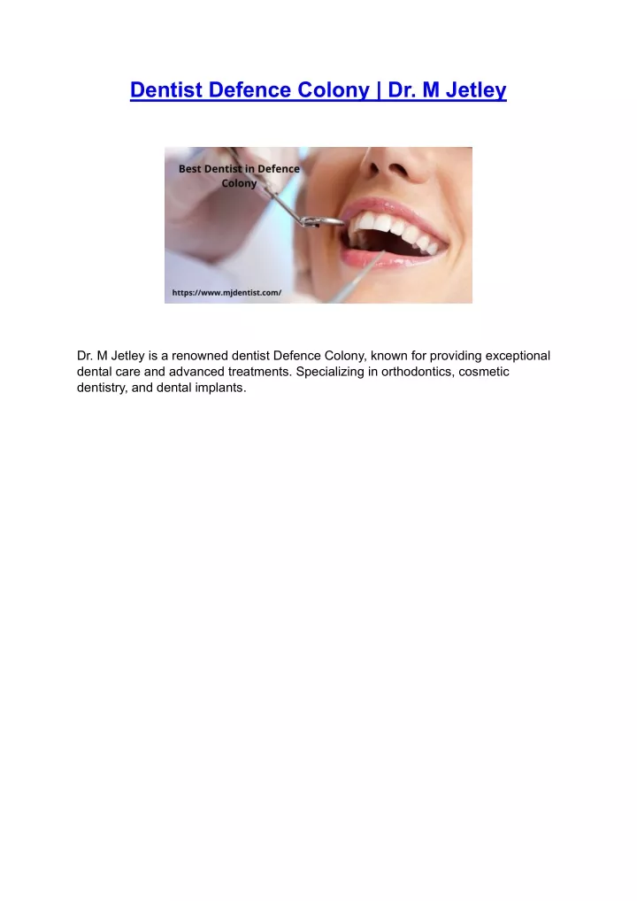 dentist defence colony dr m jetley