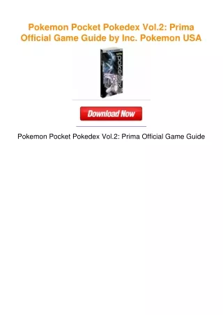 Pokemon Pocket Pokedex Vol.2: Prima Official Game Guide by Inc. Pokemon USA