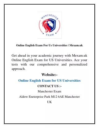 Online English Exam For Us Universities Mexam.uk