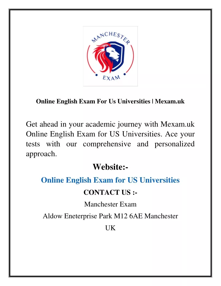 online english exam for us universities mexam uk