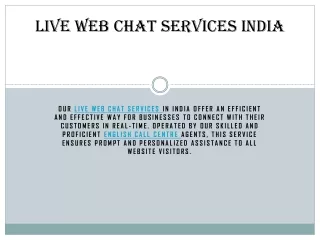 Live Web Chat services India