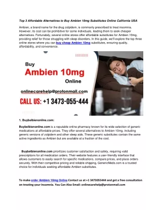 Top 3 Affordable Alternatives to Buy Ambien 10mg Substitutes Online Caifornia USA