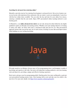 searching for advanced java tutoring online