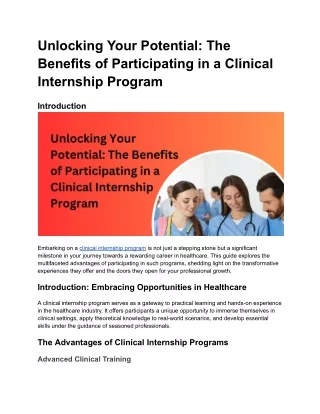 Unlocking Your Potential: The Benefits of Participating in a Clinical Internship