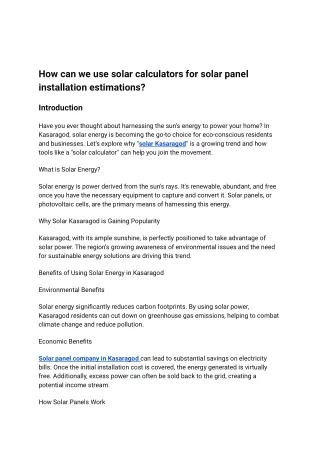 How can we use solar calculators for solar panel installation estimations?