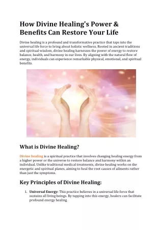 How divine healing power and benefits can restore your life