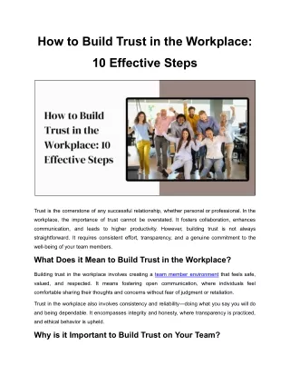 How to Build Trust in the Workplace 10 Effective Steps