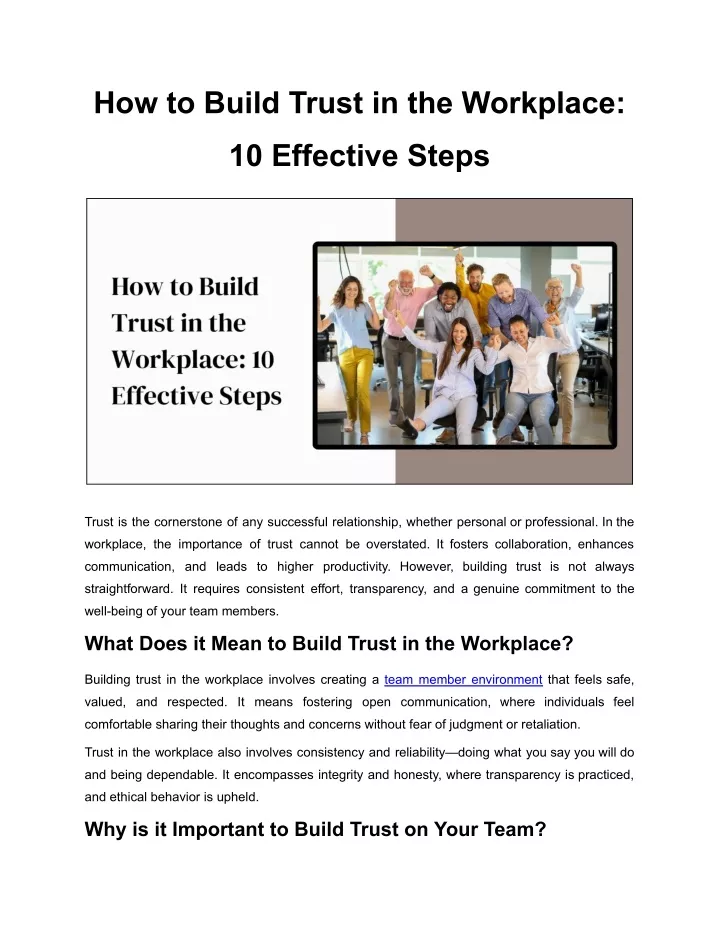 how to build trust in the workplace