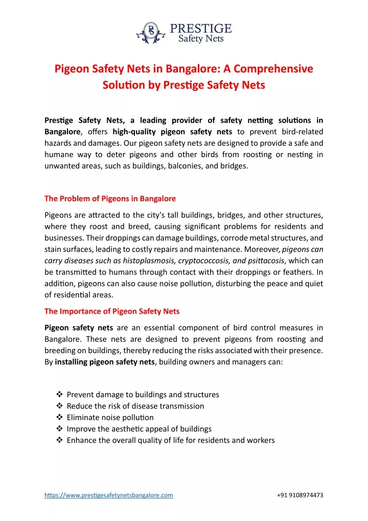 pigeon safety nets in bangalore a comprehensive