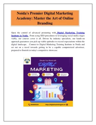 Noida's Premier Digital Marketing Academy: Master the Art of Online Branding