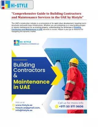 Comprehensive Guide to Building Contractors and Maintenance Services in the UAE