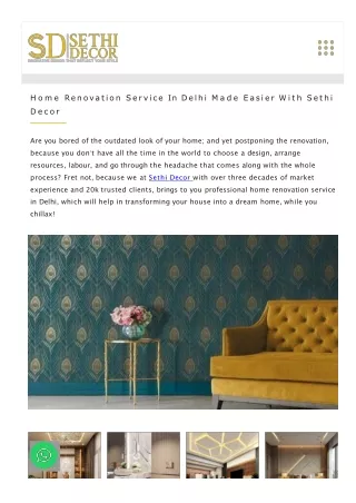 Best Home Renovation Service in Delhi - Sethi Decor