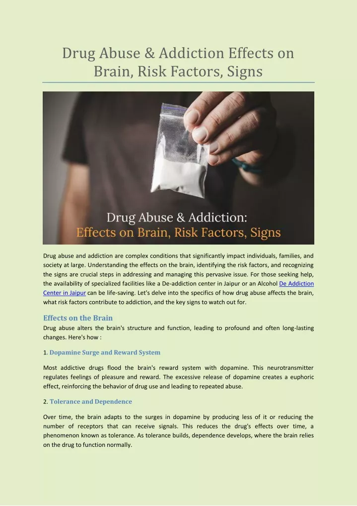 drug abuse addiction effects on brain risk