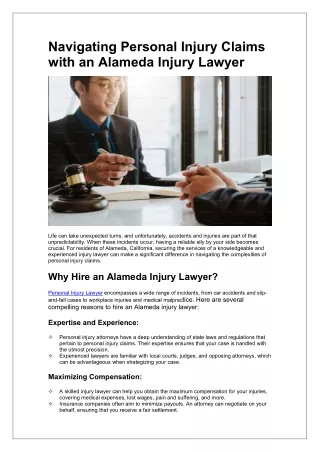 Why You Need an Alameda Injury Lawyer for Your Claims